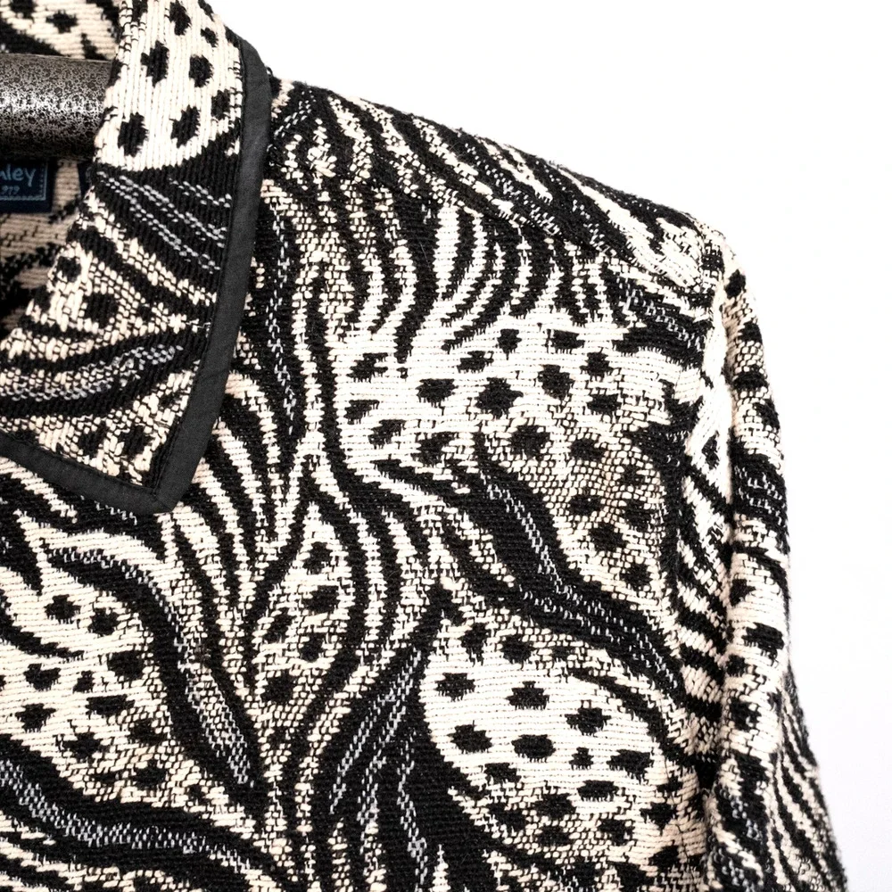 Vintage Jane Ashley Artsy Abstract Animal Print Jacket XL 100% Cotton Tapestry
